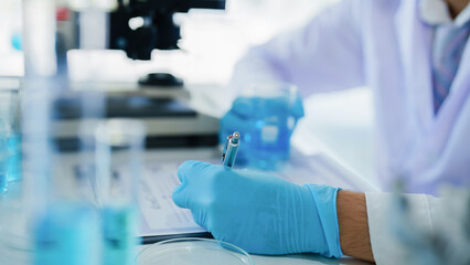 Fototapeta premium Scientists researching biochemical in a laboratory, Science experiment