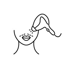 Mustache laser hair removal icon. Methods of laser mustache hair removal. Vector illustration 