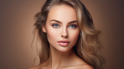 beautiful face of a young woman with perfect healthy skin
