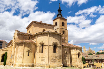 Fototapeta na wymiar Apses of the Romanesque church of San Millán (12th century). Segovia, Castile and Leon, Spain.