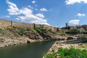 Fototapeta premium Partial view of the wall of the town of Buitrago del Lozoya. Community of Madrid, Spain.