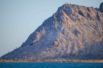 Alcatraz rock island in Kino bay, Sonora Mexico