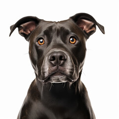 Isolated Staffordshire Bull Terrier Dog with White Background - Confused Expression