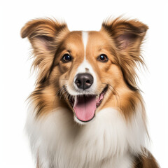 Fototapeta premium Smiling Shetland Sheepdog Dog with White Background - Isolated Image