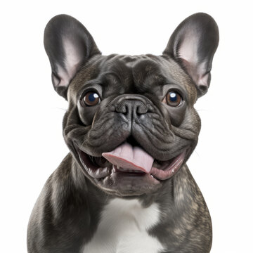 Portrait of a Happy Smiling French Bulldog Dog with White Background - Isolated Image