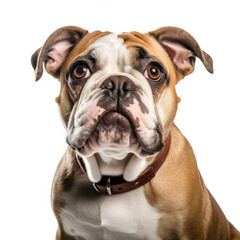 Obraz premium Confused Bulldog Dog with Tilted Head on White Background - Isolated Image