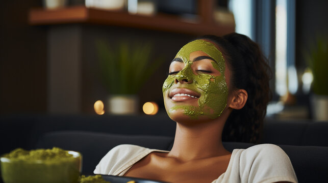 A sense of delight radiates from the picture, as a woman indulges in a hair spa session, her locks treated to a nourishing mask, signifying a commitment to maintaining healthy, bea