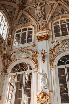 Historical golden white the State Hermitage Museum interiors.