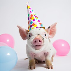Pig in a party hat
