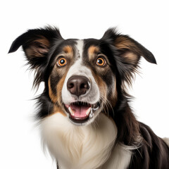 Isolated Collie Dog with Tilted Head on White Background