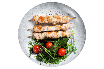 Chicken skewers souvlaki, grilled meat shish kebab skewers. High quality Isolate, transparent 