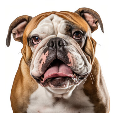 Angry Bulldog Growling Aggressively on White Background - Isolated Image