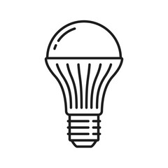Light bulb and LED lamp line icon or pictogram. Illumination technology, modern LED lightbulb or electricity saving, eco lamp bulb with heat sink linear vector pictogram or outline symbol