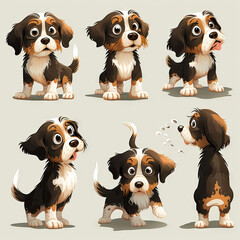 Cartoon set of different cute dogs. illustration isolated on white background.