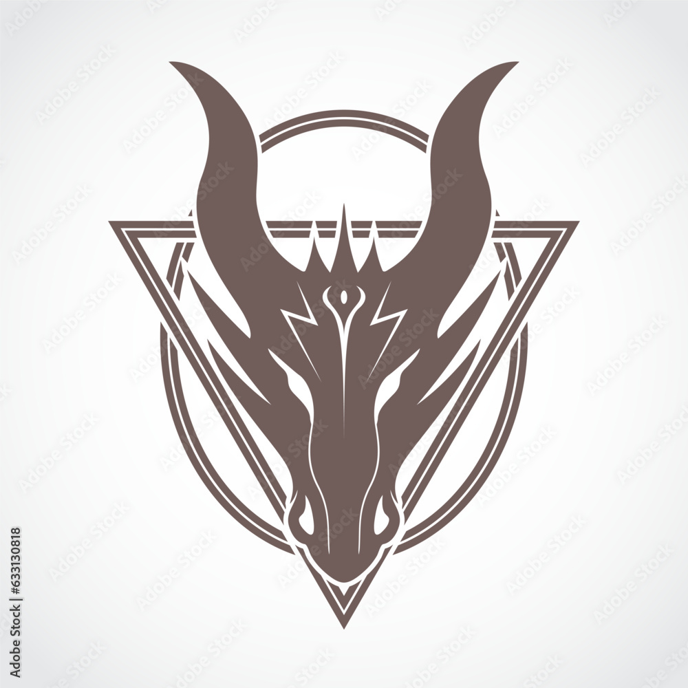 Wall mural dragon head logo design with geometric shapes