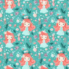 Obraz premium Seamless blush pink fairy princess patterns