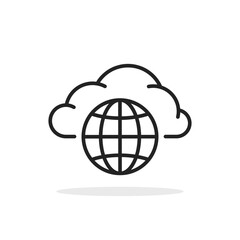 black thin line globe with cloud like global data