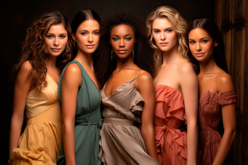 Obraz premium beautiful multiethnic female models in studio
