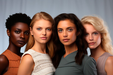 Fototapeta premium beautiful multiethnic female models in studio