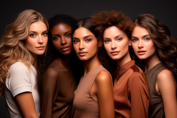 Obraz premium beautiful multiethnic female models in studio