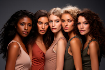 Obraz premium beautiful multiethnic female models in studio