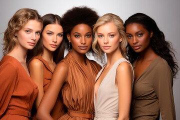 beautiful multiethnic female models in studio