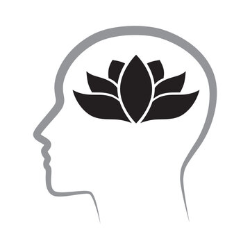 lotus flower inside human head, vector 