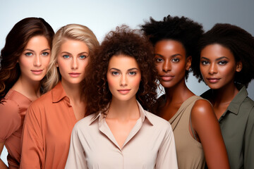 Obraz premium beautiful multiethnic female models in studio