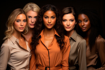 Fototapeta premium beautiful multiethnic female models in studio