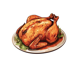 Roasted chicken - tender chick meat prepared on the grill