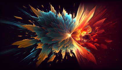 fractal flame background or explosion of fire. Generative in ai