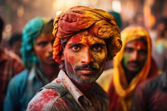 Indian man at the Festival of Colors in India