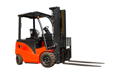 Powerful electric forklift, side view