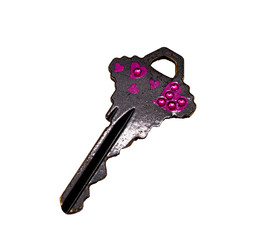 a black key with pink hearts transparent png 