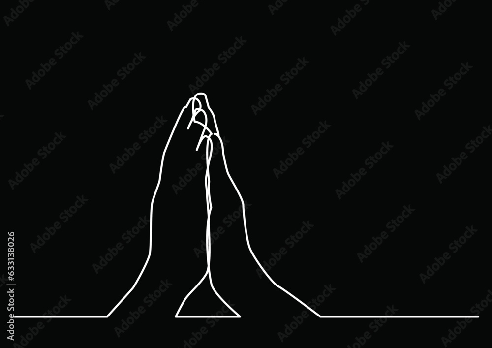 Poster continuous line drawing vector illustration with fully editable stroke of human hand gesture holding