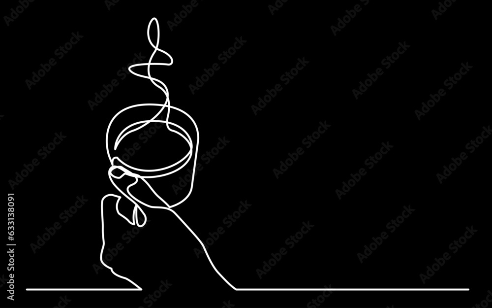 Poster continuous line drawing vector illustration with fully editable stroke of human hand gesture holding