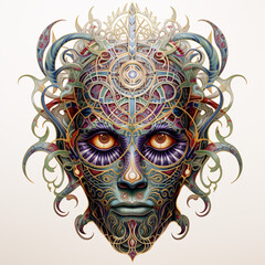 Sacred Fusion: Bio-Psycho-Social Tattoo Art. Generative AI.
