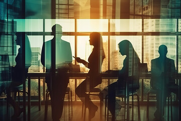 A business meeting taking place at a table near a window
