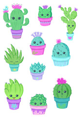 Cute Cacti and succulent illustrations
