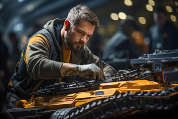 building employee smiling looking at camera, portrait, earthworks, jobs,