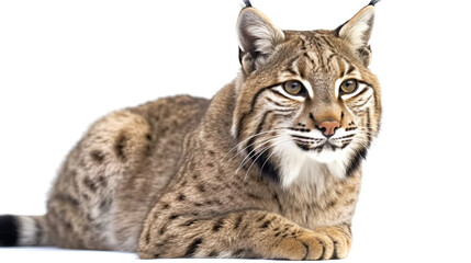 Fototapeta premium Closeup of bobcat on white background.