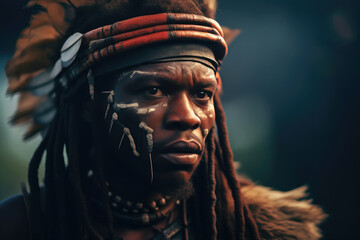 Detailed Portrait of an African Tribe Hunter