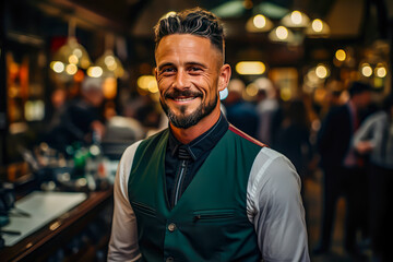 Obraz premium building employee smiling looking at camera, portrait, earthworks, jobs,
