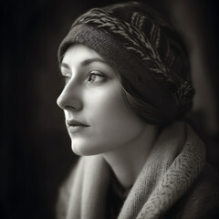 A vintage portrait of a woman in the 1920s Generative Ai