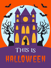 Halloween Party Invitation Flyer with Witch House