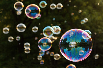 Rainbow soap bubbles