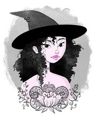 Witch girl Digital ink illustration