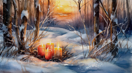 Advent illumination, concept watercolor illustration, generative ai