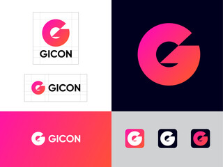 Letter G.  G monorgam in geometric style. Emblem for business, internet, online shop, label or packaging.