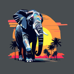 Elephant On Jungle Animal Conservation Logo design